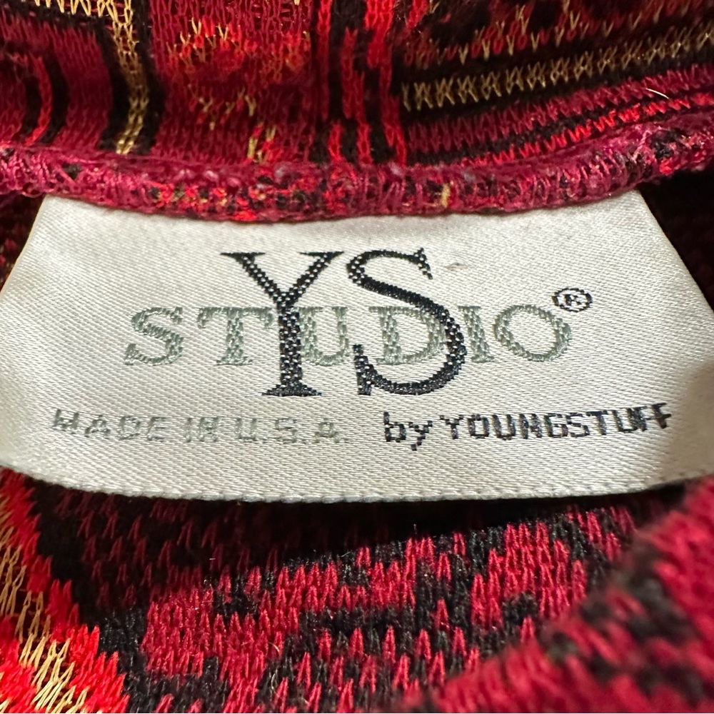 Vintage Red And Black Patterned Patchwork Top,80’… - image 5